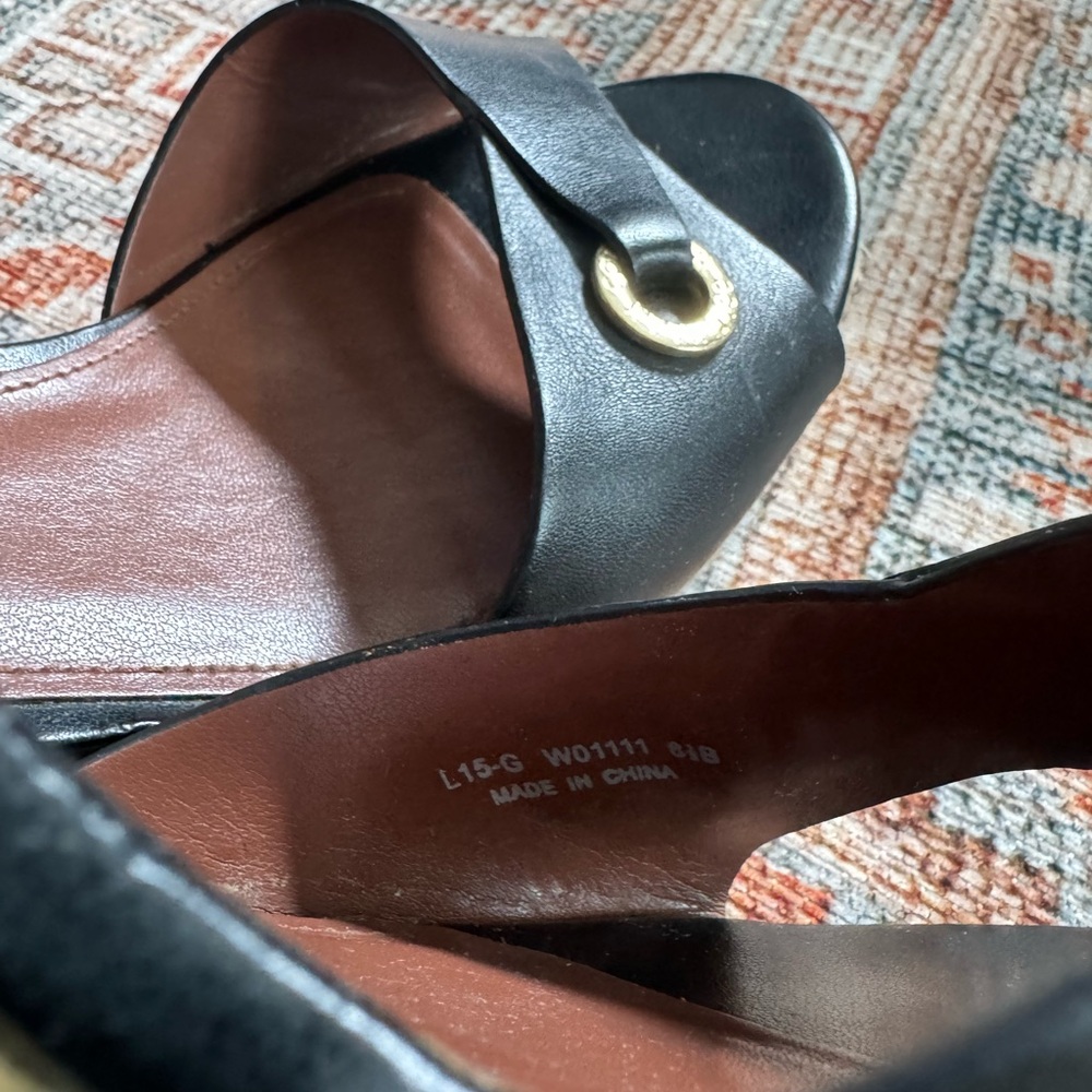 Cole Haan Black Espadrille Wedge Sandals - Picture 9 of 12